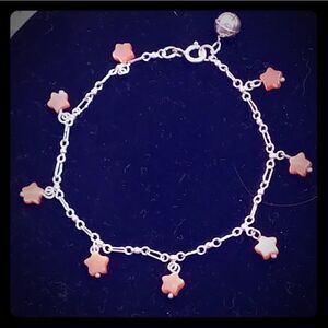 2/$20 Silver Charm Bracelet w/Orange Stars & Bell